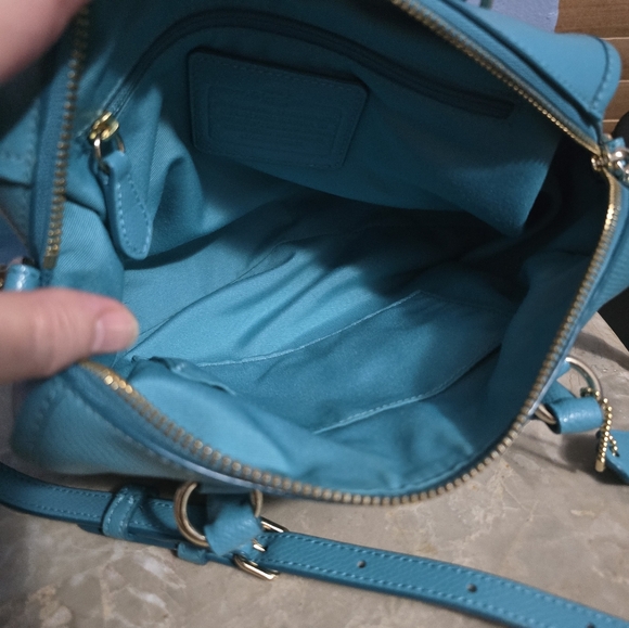 Coach Bennett Teal Pebbled Leather Crossbody Satchel - Picture 10 of 11